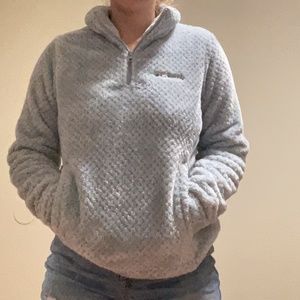 blue pullover quarter zip Columbia sweater